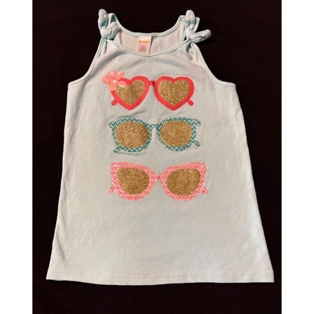 Gymboree light blue tank with sunglasses graphic, girls size 10